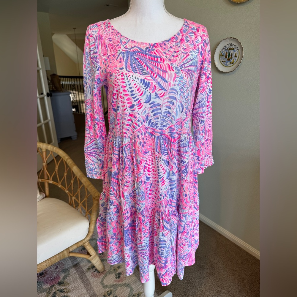 Lilly Pulitzer Colorful Pink and Purple Patterned Dress Size M